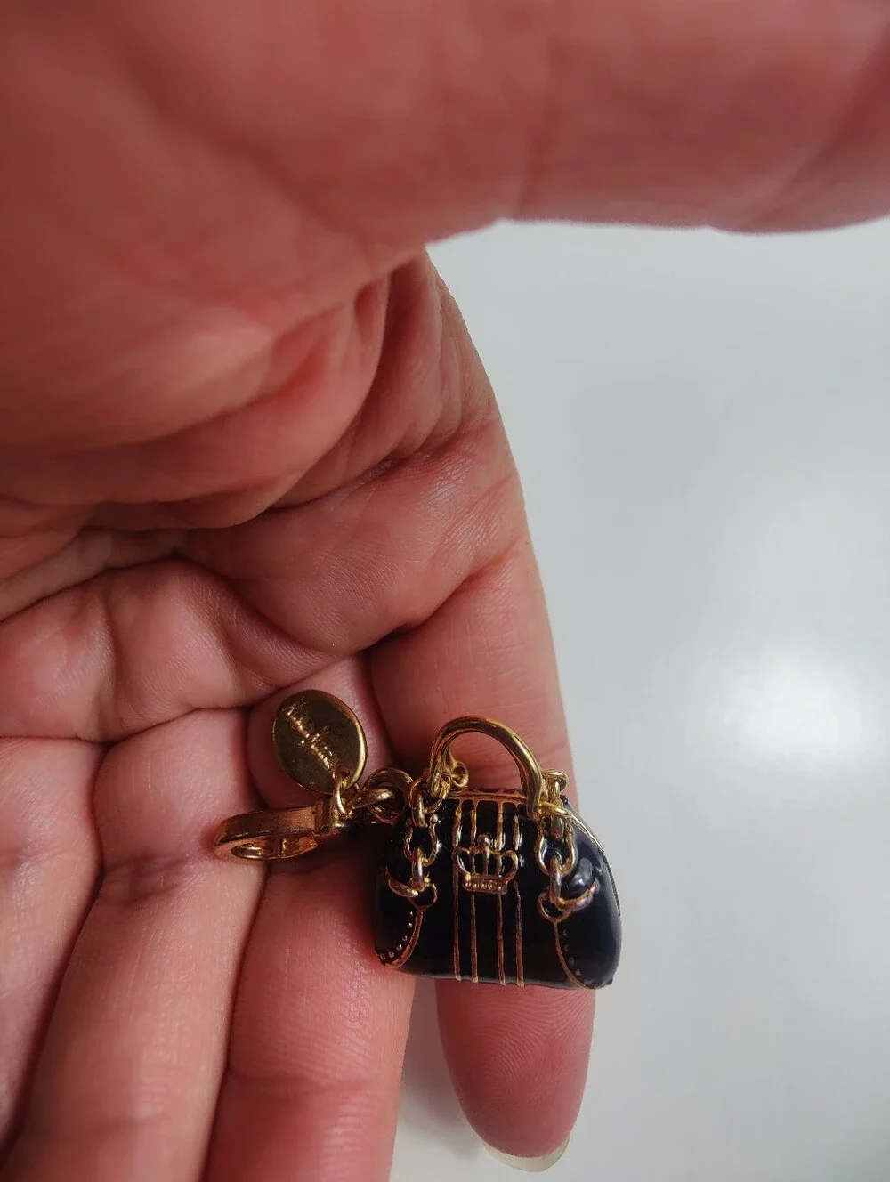 Vintage Neiman Marcus Limited Edition Miniature Purse Charm Black Enamel Gold